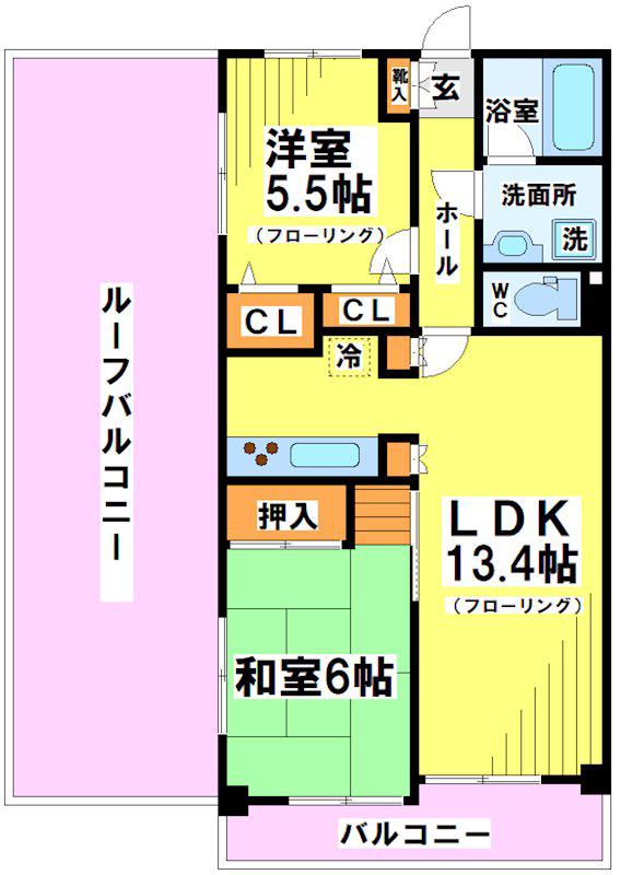 グランディつつじ(2LDK/6階)の間取り写真