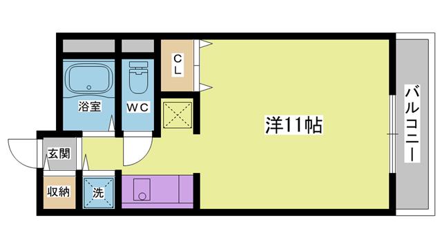 学園カレッジハイツ(ワンルーム/4階)の間取り写真