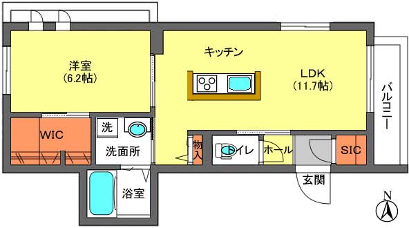 ディアコート(1LDK/2階)の間取り写真