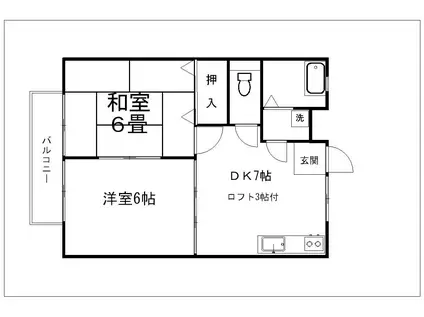 ドミールタナベ(1LDK/2階)の間取り写真