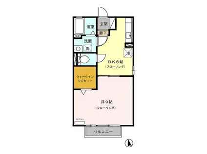 ブエノパドレス(1DK/1階)の間取り写真