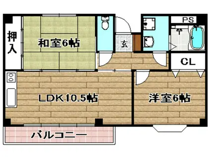 コンフォートI(2LDK/2階)の間取り写真
