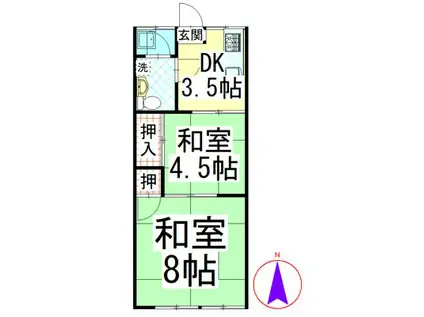 榮ハイツ(2DK/2階)の間取り写真
