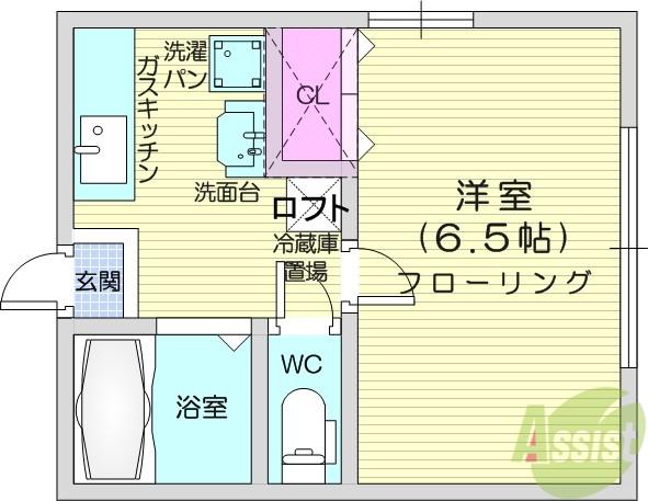 サニーライフ水の森(1K/2階)の間取り写真