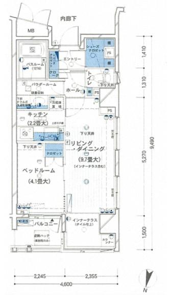 クオリア恵比寿イースト(1LDK/5階)の間取り写真