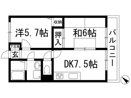 荻野MGレジデンス2(2DK/2階)の間取り写真
