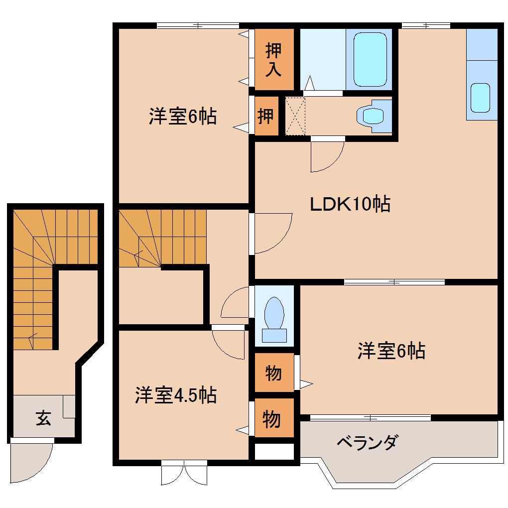 ボンヌ シャンスハイム(3LDK/2階)の間取り写真
