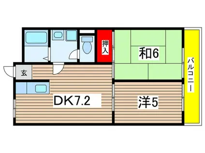 エスペラール武庫之荘(2DK/4階)の間取り写真