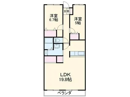 東京メトロ東西線 妙典駅 徒歩7分 4階建 築24年(2LDK/1階)の間取り写真