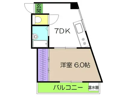 ハイツMII(1DK/3階)の間取り写真