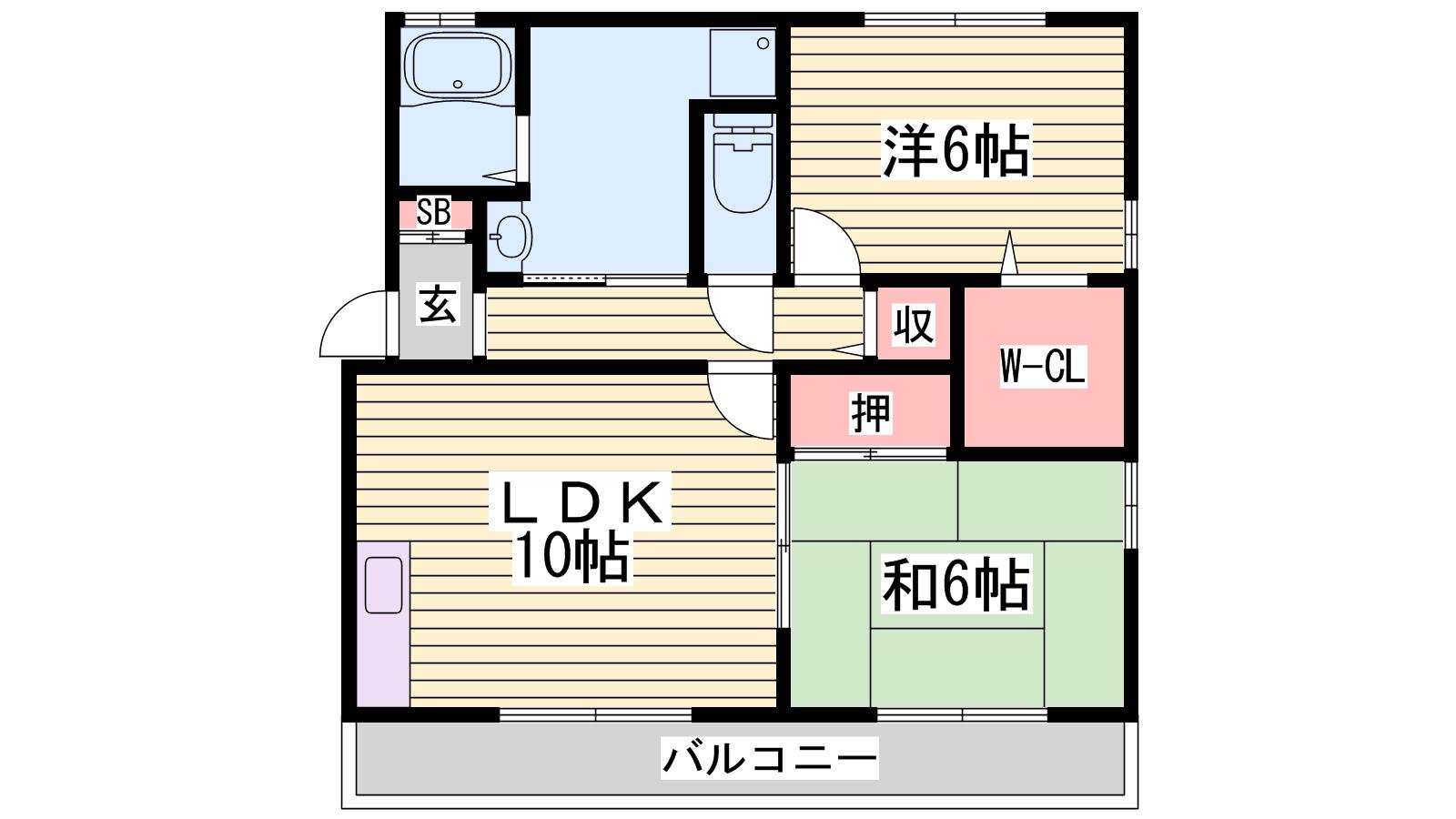 エクセルコートB(2LDK/2階)の間取り写真