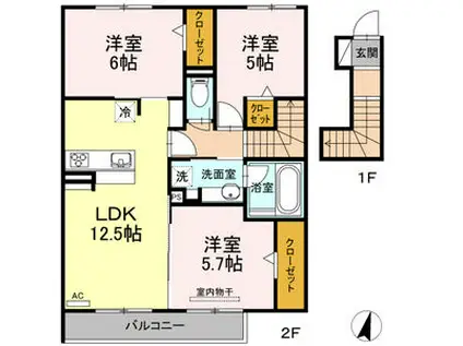 ルミエールASUKA(3LDK/2階)の間取り写真