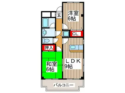ヒルズ南浦和(2LDK/2階)の間取り写真