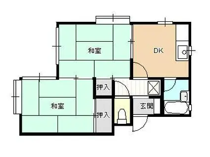 ゆうはうす(2K/1階)の間取り写真