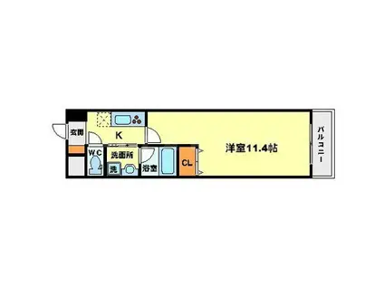 ルーエ江坂(1K/4階)の間取り写真