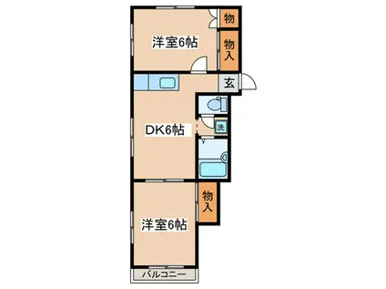 プラネット宮崎台(2DK/3階)の間取り写真