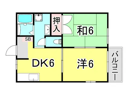 メゾン桜木(2DK/1階)の間取り写真