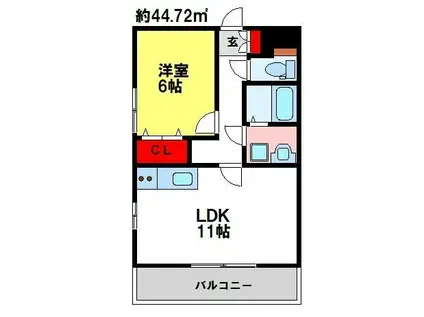 ディアコーポ大保(1LDK/2階)の間取り写真