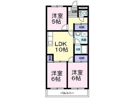 サウスタウンF(3LDK/1階)の間取り写真