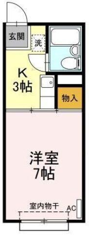 キャッスルハイツ(1K/2階)の間取り写真