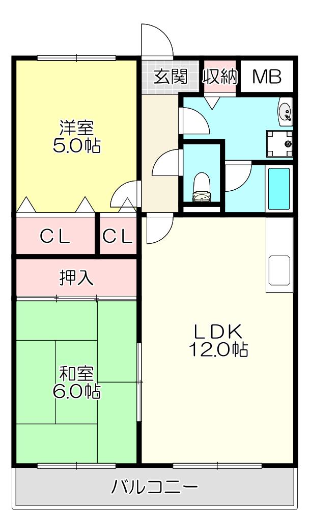 アビタシオン岸田(2LDK/3階)の間取り写真