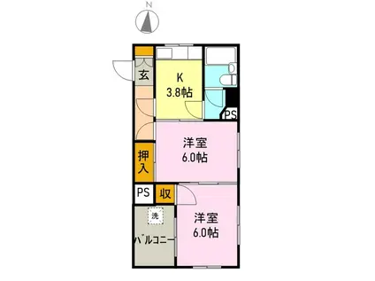 瓜島ビル(2K/5階)の間取り写真