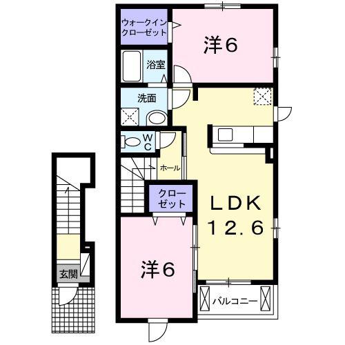ラフレシール(2LDK/2階)の間取り写真