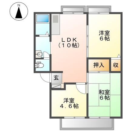 サンライフ玉手(3LDK/2階)の間取り写真