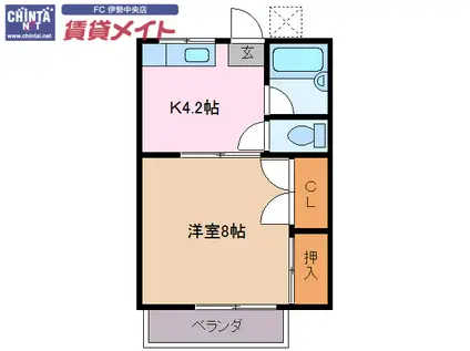 リベラル明野(1K/1階)の間取り写真