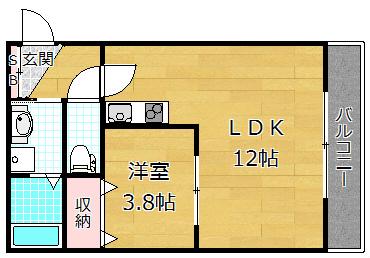 エトワール磐船(1LDK/4階)の間取り写真
