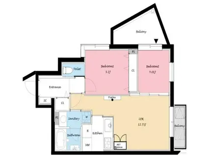 PETIMOQ(2LDK/5階)の間取り写真