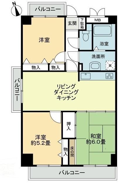 スカール太田(3LDK/6階)の間取り写真
