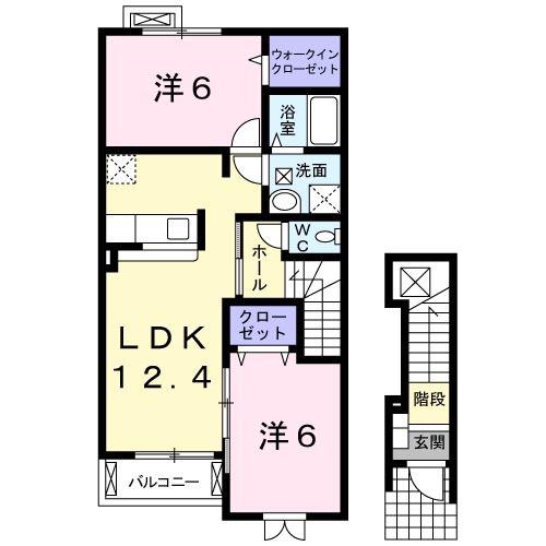カーサモデルノ(2LDK/2階)の間取り写真