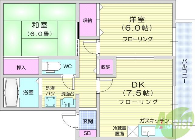 PARCROSETTE Ⅱ(2DK/2階)の間取り写真