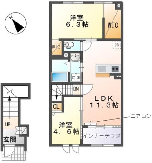ノイエプルーシア(2LDK/2階)の間取り写真