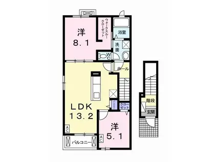 ノーブル グラス I(2LDK/2階)の間取り写真
