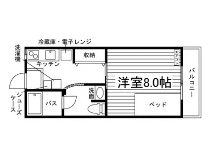 ベレール富町(1K/1階)の間取り写真