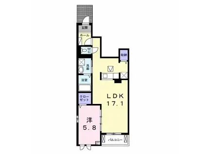 カレントカーサ ガーデン(1LDK/1階)の間取り写真