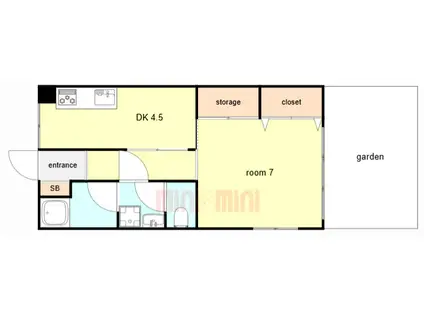 コーポ垂水(1DK/1階)の間取り写真