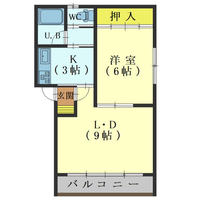 愛作ハウス(1LDK/2階)の間取り写真