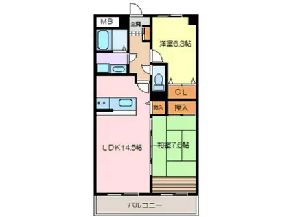 ヴィレッジMT(2LDK/2階)の間取り写真