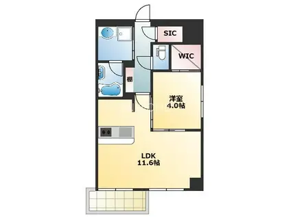 LEGALAND難波南(1LDK/3階)の間取り写真