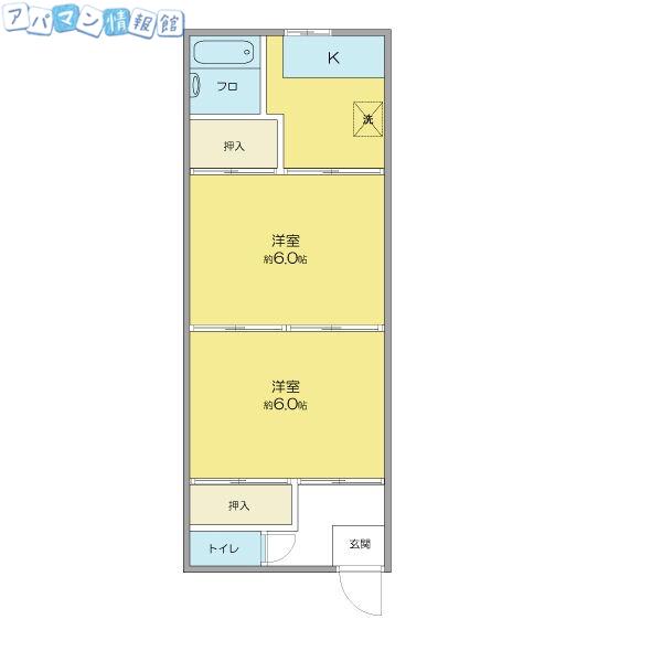 関屋駅寿ハイツ(2K/2階)の間取り写真