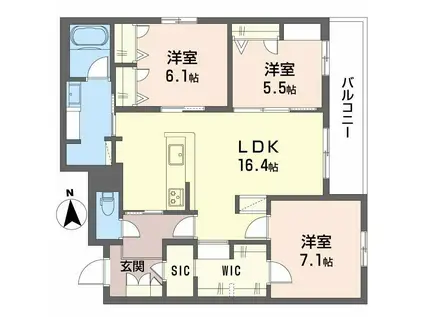 フレシア天王寺(3LDK/2階)の間取り写真