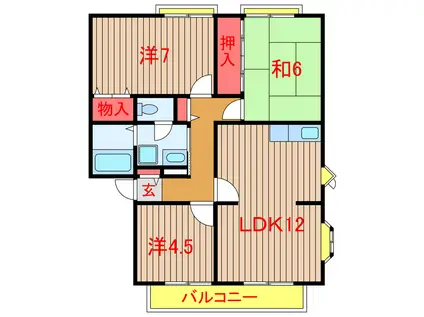 サンビレッジ船橋AJ棟(3LDK/2階)の間取り写真