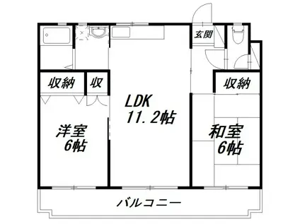 ウインズ熊野(2LDK/1階)の間取り写真