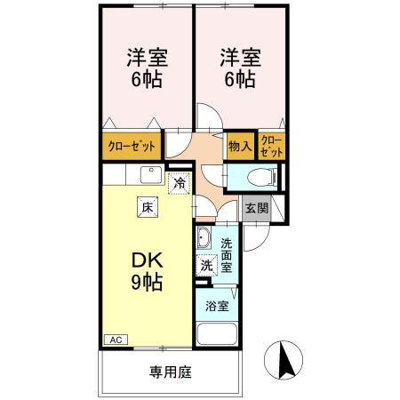 アーバンハイツ28 A棟(2DK/1階)の間取り写真