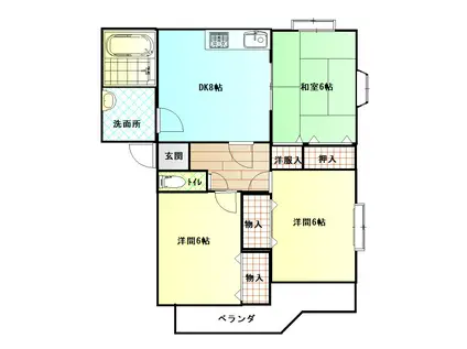 サンビレッジ(3DK/1階)の間取り写真