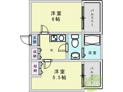 グリーンコート(2K/2階)の間取り写真