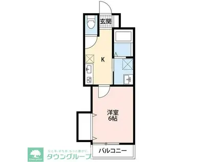 CITYFLAT一ノ割(1K/2階)の間取り写真